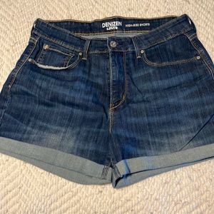 Dark blue high rise cuffed shorts
